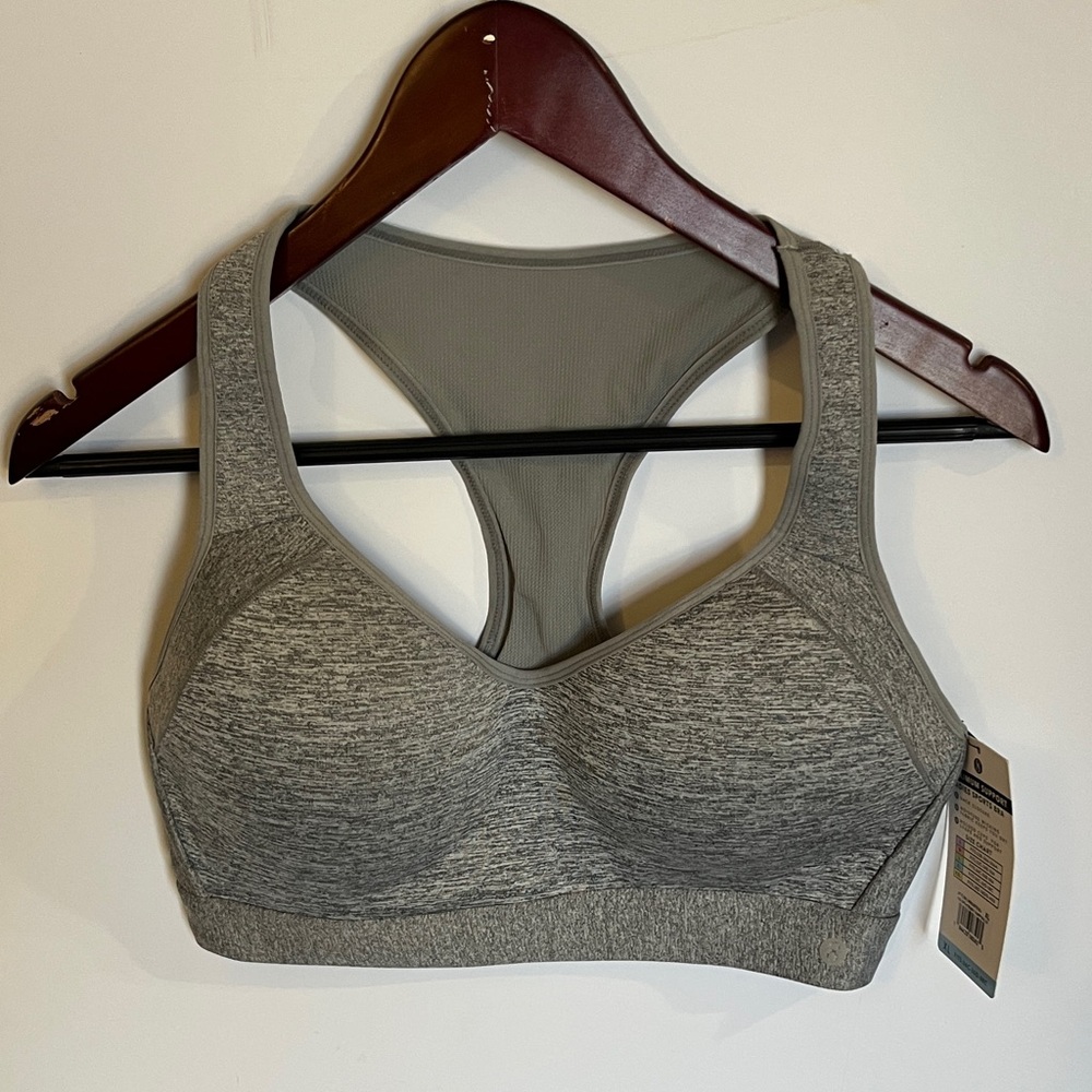 Gray Seamless Racerback Sports Bra - Unbranded